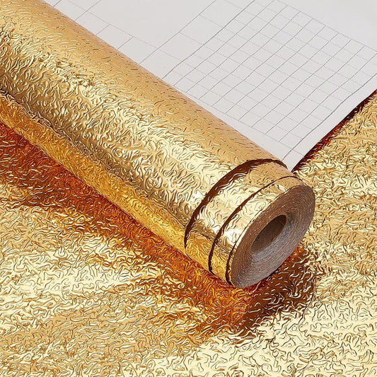 Aluminum Foil Golden Peel and Stick Wallpaper