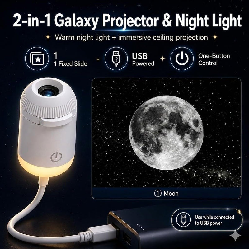 2-in-1 Galaxy Projector & Moon Night Light