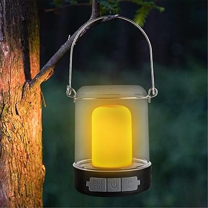 Rechargeable Camping Lantern with Power Bank, 3 Light Modes (White/Warm/Flame)