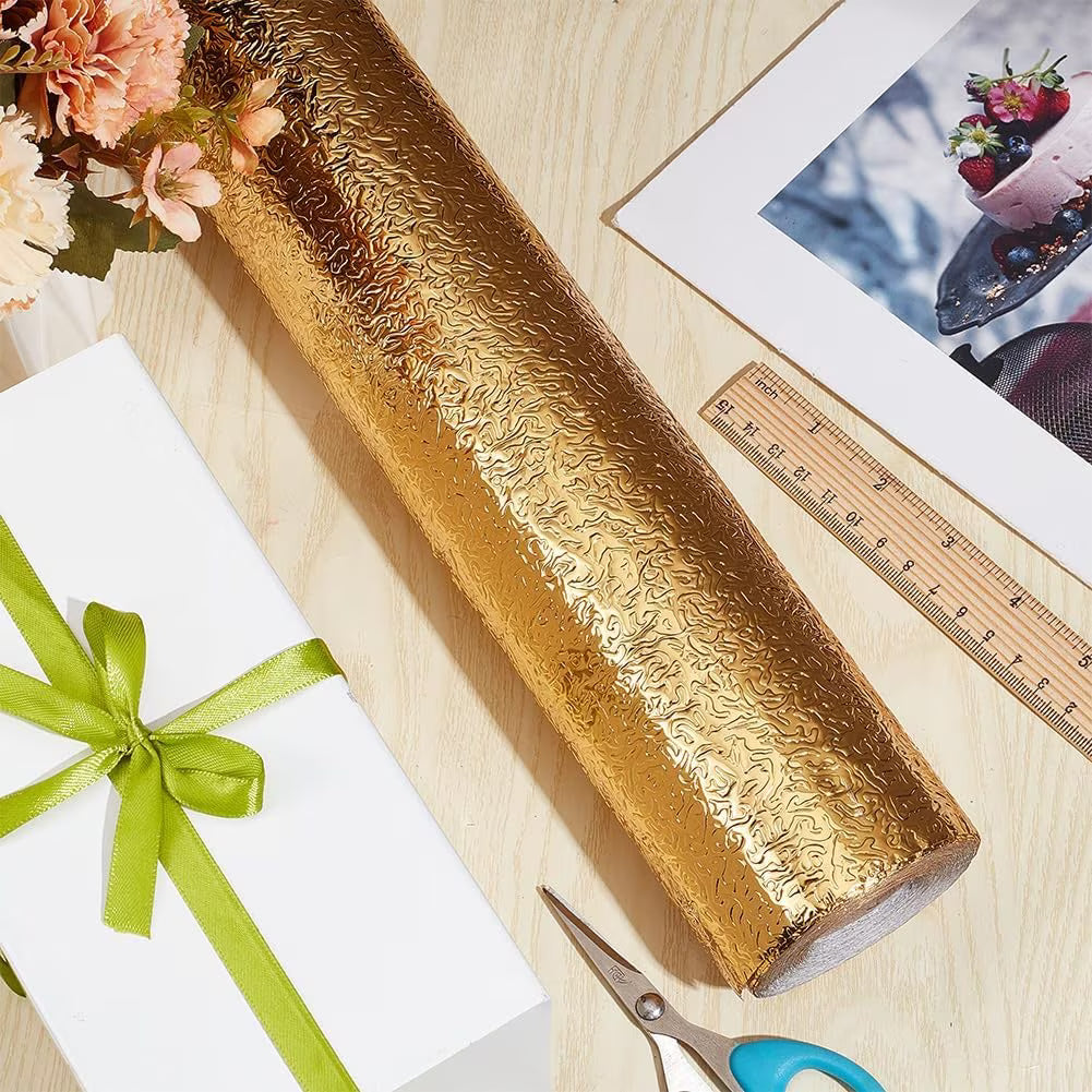 Aluminum Foil Golden Peel and Stick Wallpaper