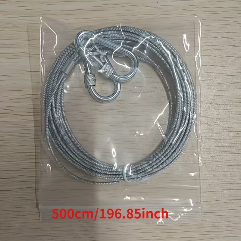 SteelFlex Heavy-Duty Stainless Steel Hanging Cable with Hooks | Rust-Proof Multipurpose Support Rope