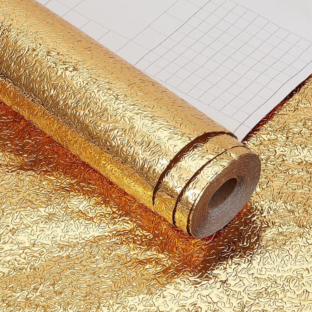 Aluminum Foil Golden Peel and Stick Wallpaper