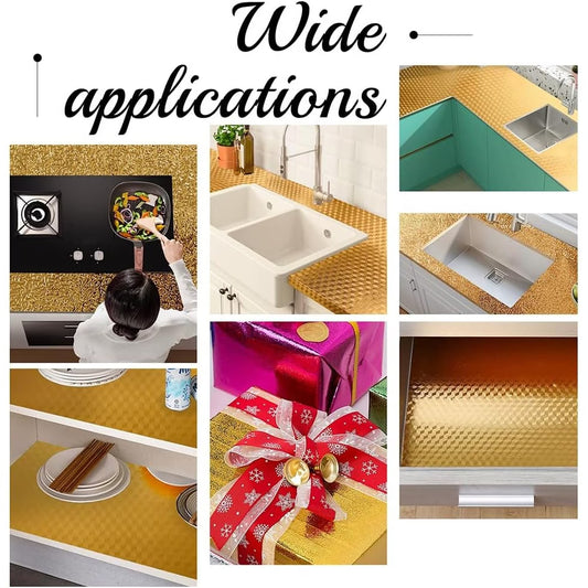 Aluminum Foil Golden Peel and Stick Wallpaper