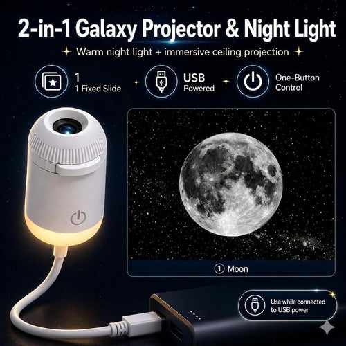 2-in-1 Galaxy Projector & Moon Night Light