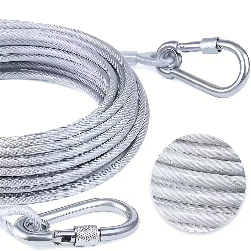 SteelFlex Heavy-Duty Stainless Steel Hanging Cable with Hooks | Rust-Proof Multipurpose Support Rope