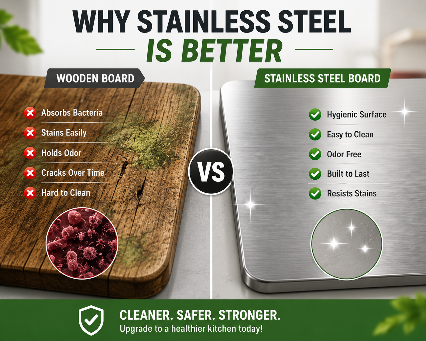 Premium Stainless Steel Countertop Chopping Board | Food-Grade Kitchen Cutting Board