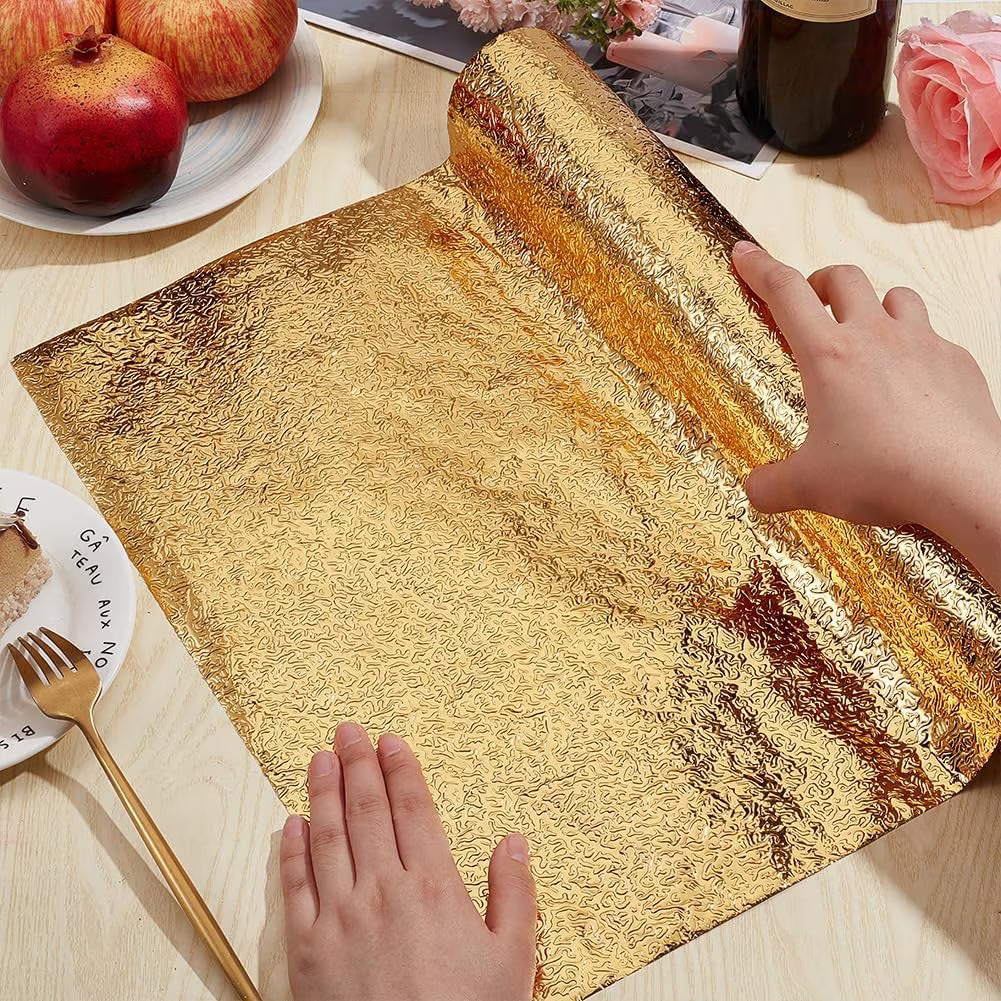 Aluminum Foil Golden Peel and Stick Wallpaper