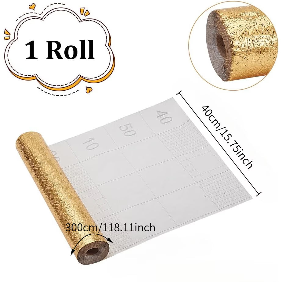 Aluminum Foil Golden Peel and Stick Wallpaper