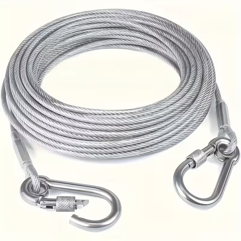 SteelFlex Heavy-Duty Stainless Steel Hanging Cable with Hooks | Rust-Proof Multipurpose Support Rope